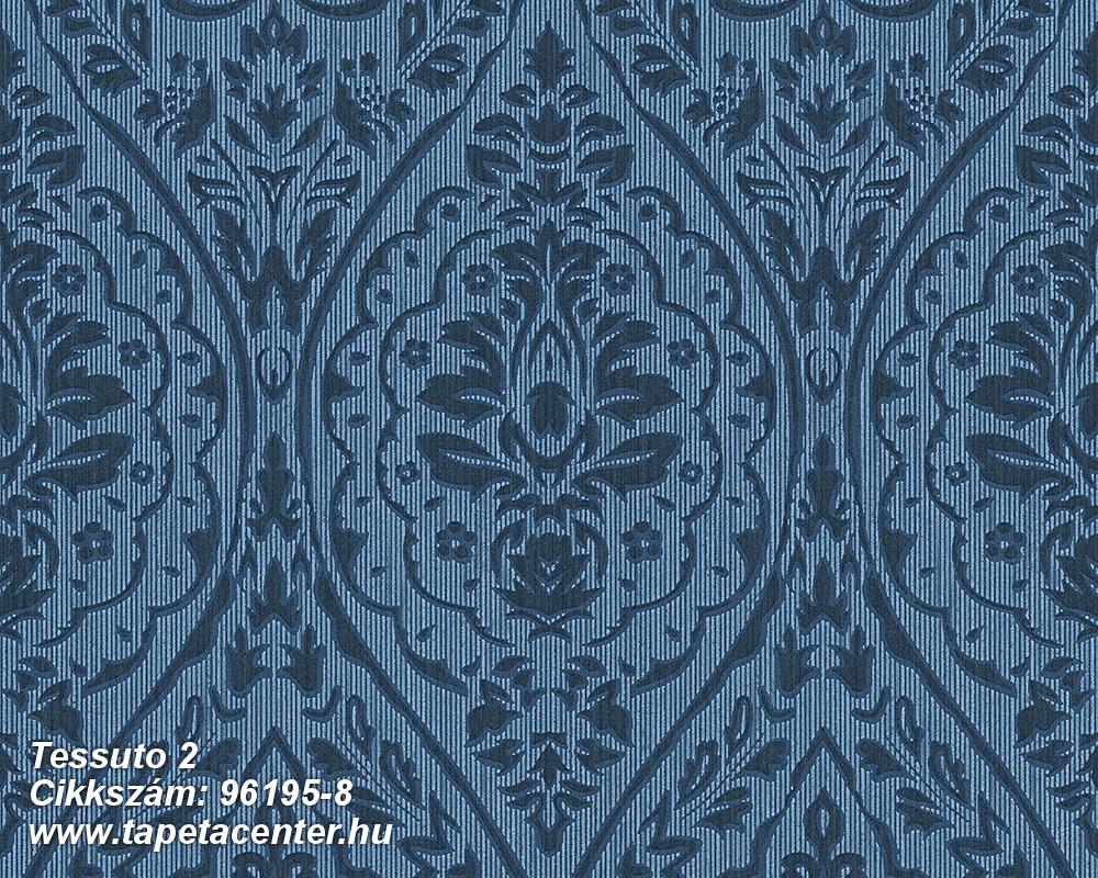Barokk-klasszikus,valódi textil,kék,gyengén mosható,vlies tapéta 